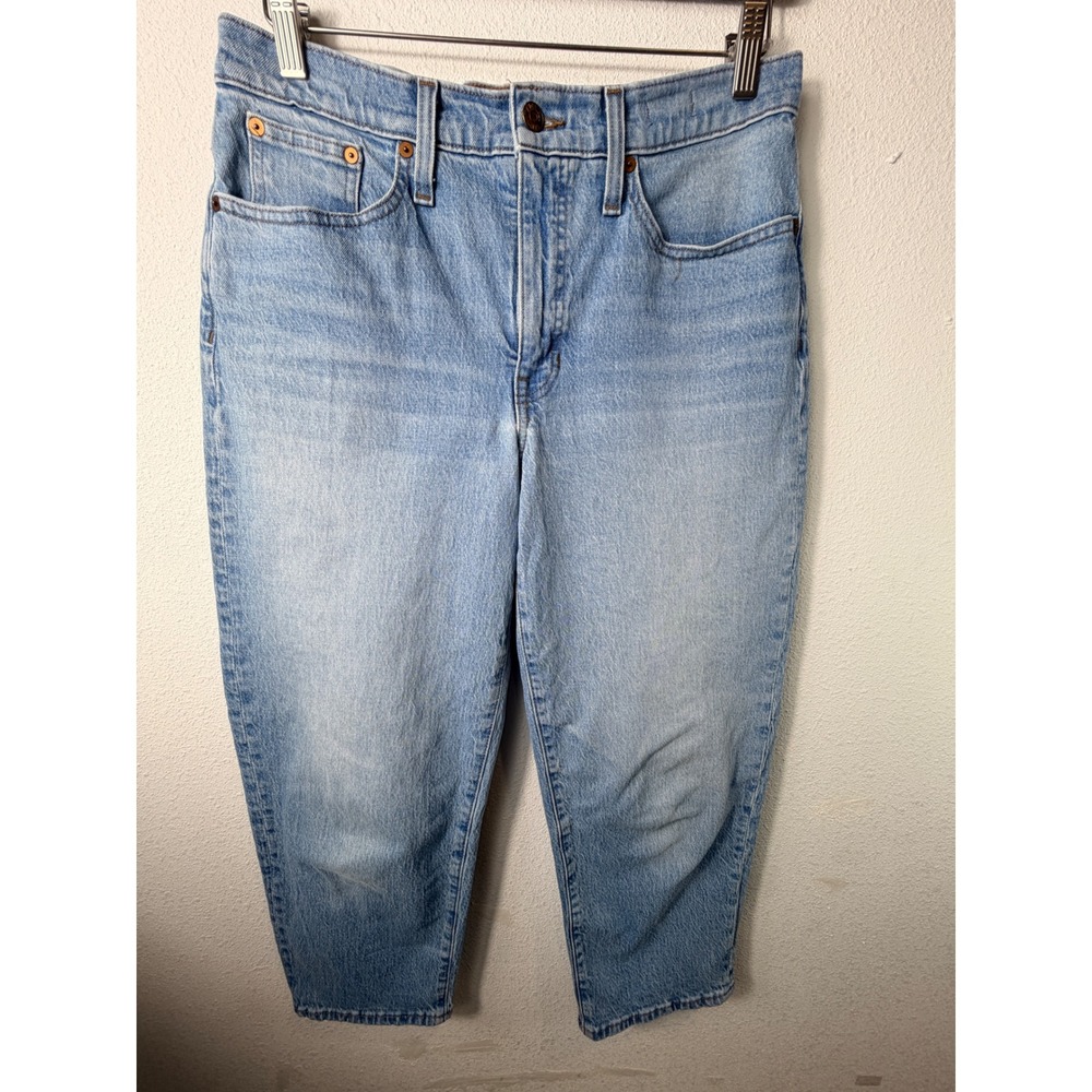 Madewell Womens Balloon Jeans Light Wash 28P Retro High Rise Barrel Leg Ankle